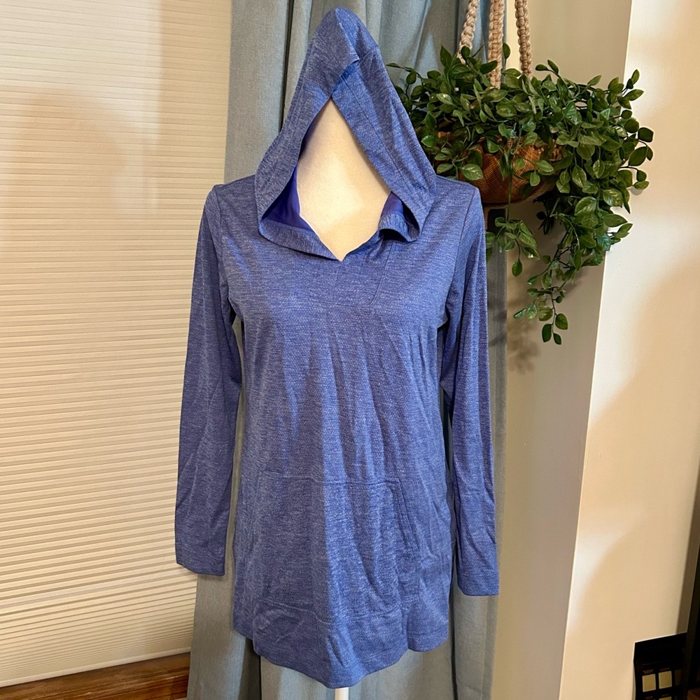 Duluth Trading Co. Women's Double Knit Armachillo Hoodie Tunic Size XS in Blue